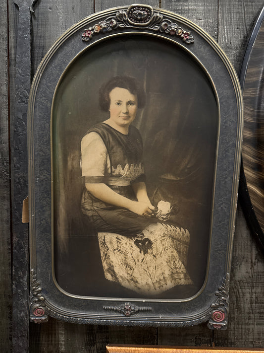 Vintage Sepia Portrait in Ornate Arched Frame – 12” x 18” – Antique Victorian Style Wall Art