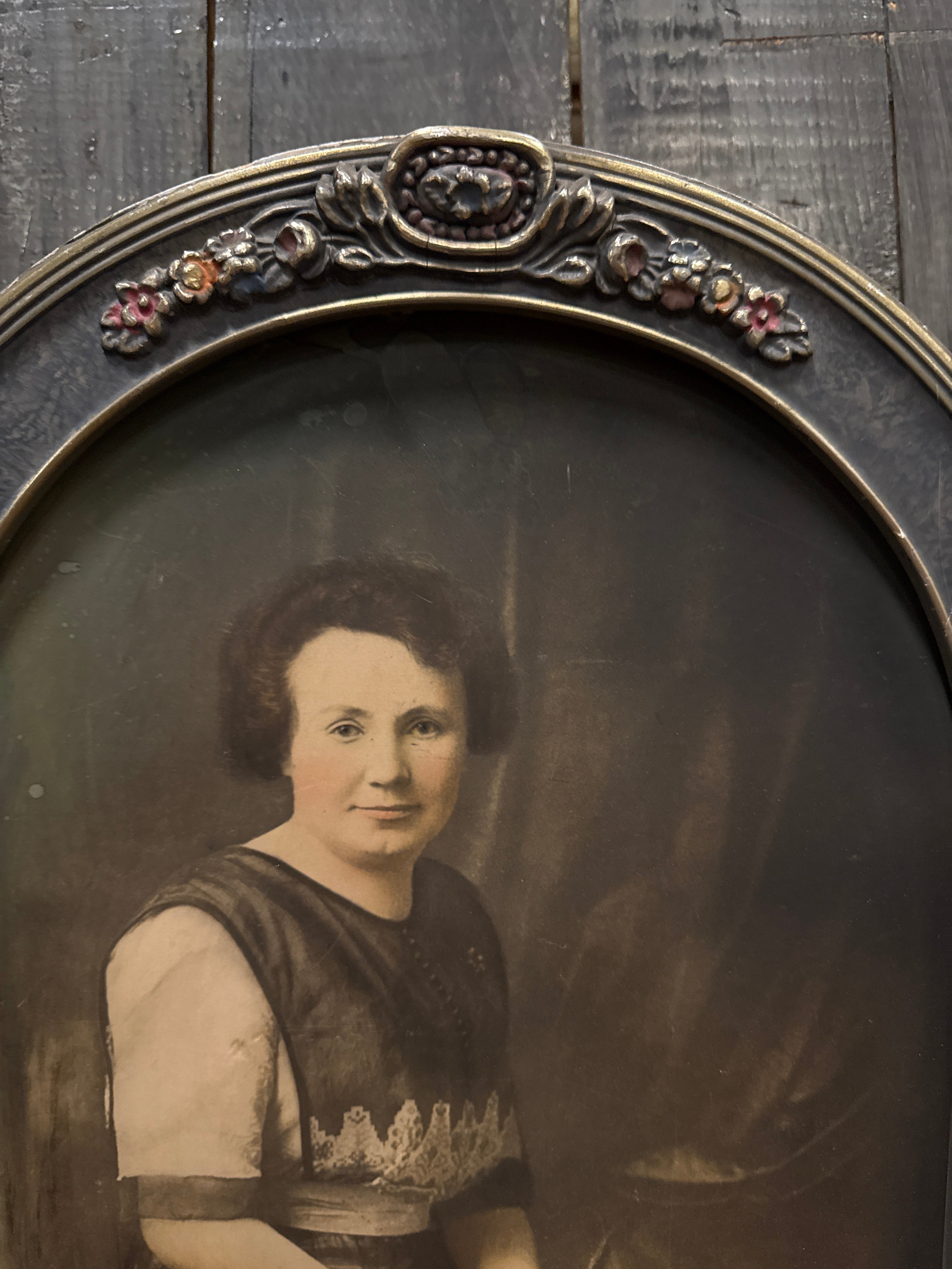 Vintage Sepia Portrait in Ornate Arched Frame – 12” x 18