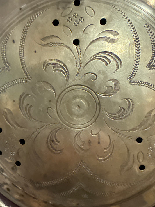 Large Vintage Brass Skimmer with Wooden Handle – 39” Long – 10” Round – Rustic Farmhouse Wall Decor