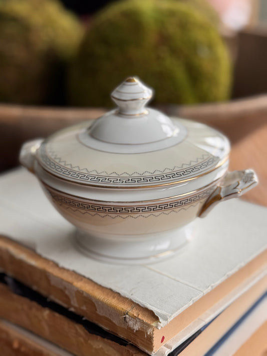 Vintage Lohengrin Eschenbach Covered Porcelain Bowl | Bavaria Germany | Greek Key Tureen