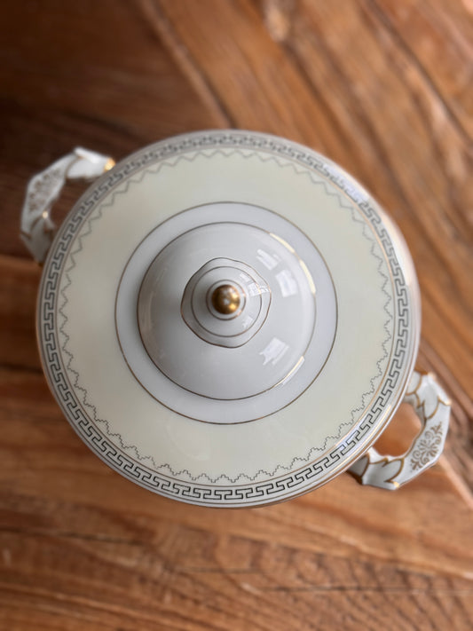 Vintage Lohengrin Eschenbach Covered Porcelain Bowl | Bavaria Germany | Greek Key Tureen