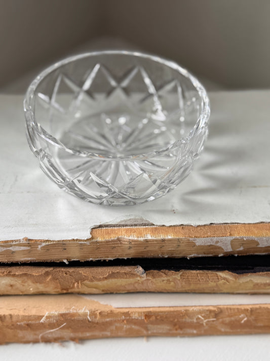 Vintage Cut Crystal Bowl | Starburst Base | 4.5″ Trinket Dish