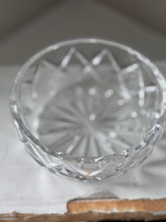 Vintage Cut Crystal Bowl | Starburst Base | 4.5″ Trinket Dish