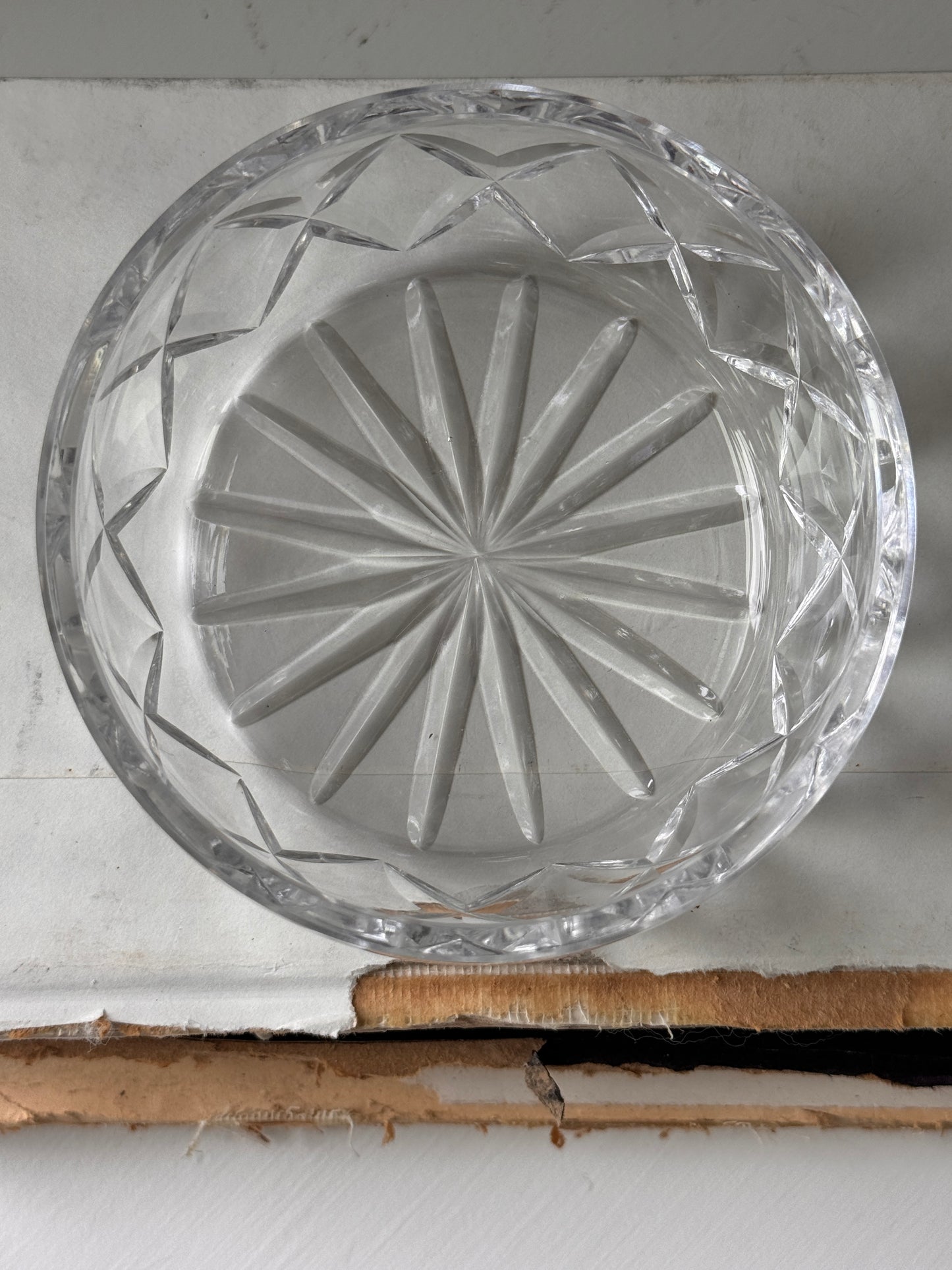 Vintage Cut Crystal Bowl | Starburst Base | 4.5″ Trinket Dish
